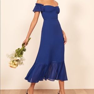 NWT Reformation Butterfly Dress in Royal Blue sz0